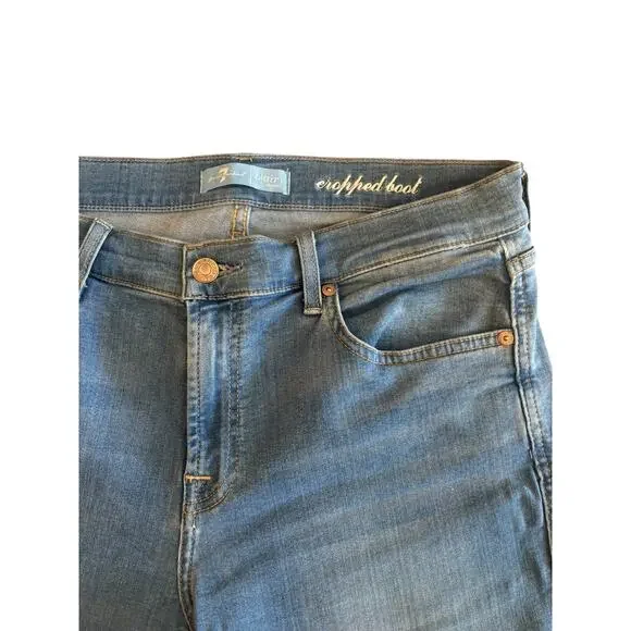 7 FOR ALL MANKIND STRETCH CROPPED BOOT JEANS SIZE 31 - Picture 3 of 7